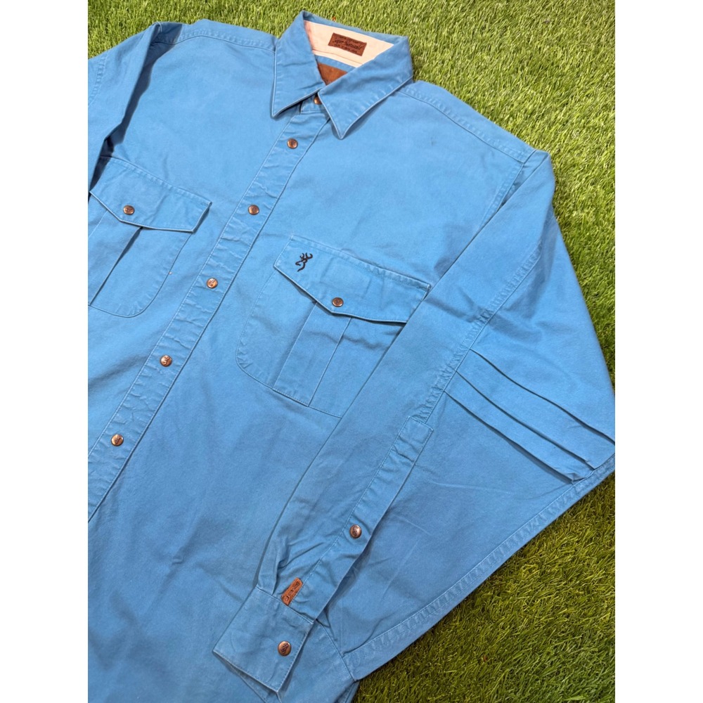 Browning Super Naturals Mens Large Blue Long Sleeve Button Down Hunting Shirt